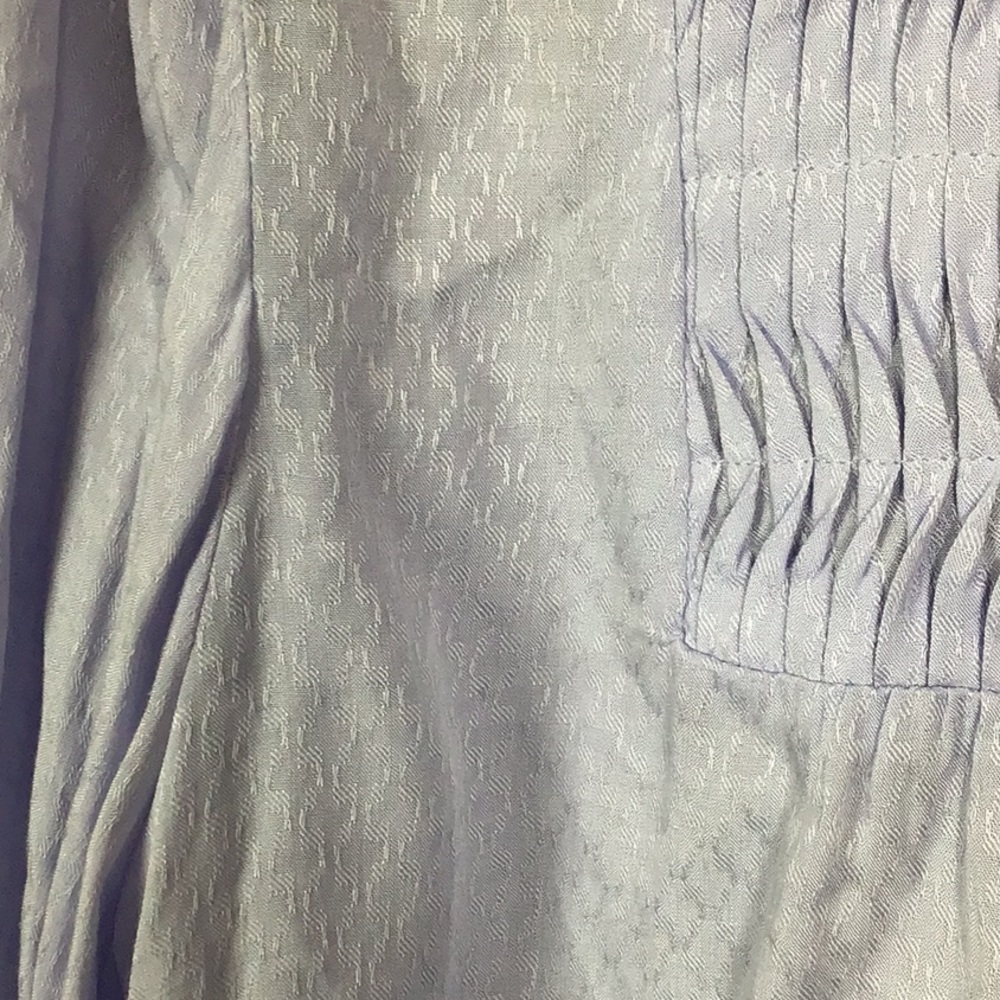 Anthropologie Maeve boho top light blue button front pintuck jacquard size 12 - Picture 4 of 8